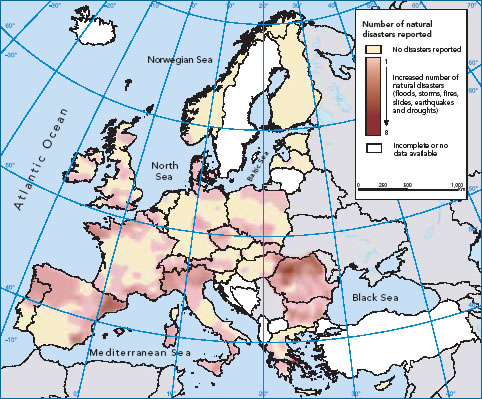 Ocurrencia de desastres naturales acontecidos en Europa entre 1998 y 2002