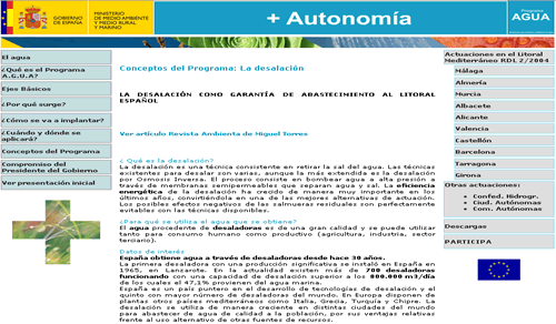 Ministerio de Medio Ambiente. Programa AGUA