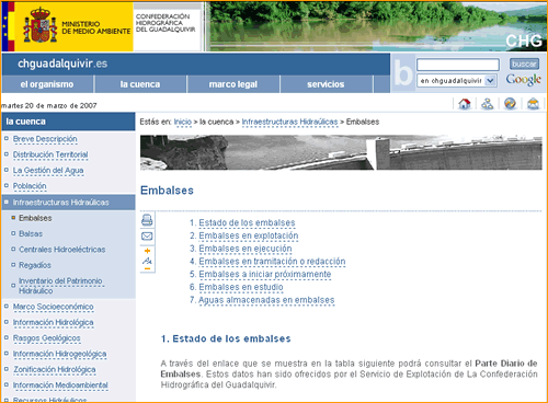 Los embalses en la Confederacin Hidrogrfica del Guadalquivir