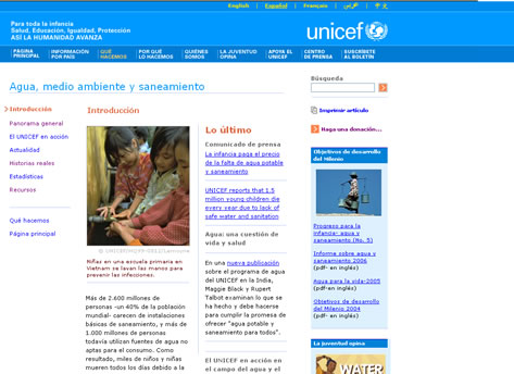 UNICEF. Agua, saneamiento y medio ambiente